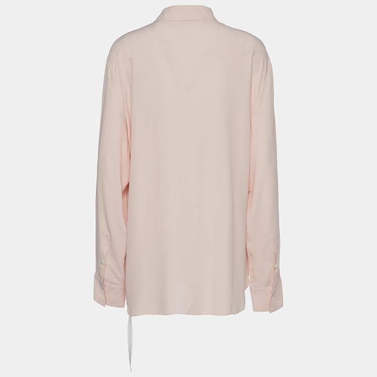 Pre Owned Marni Blush Pink Crepe Silk Button Front Belted Button Front Blouse M