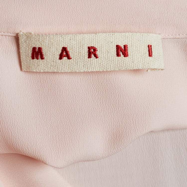 Pre Owned Marni Blush Pink Crepe Silk Button Front Belted Button Front Blouse M