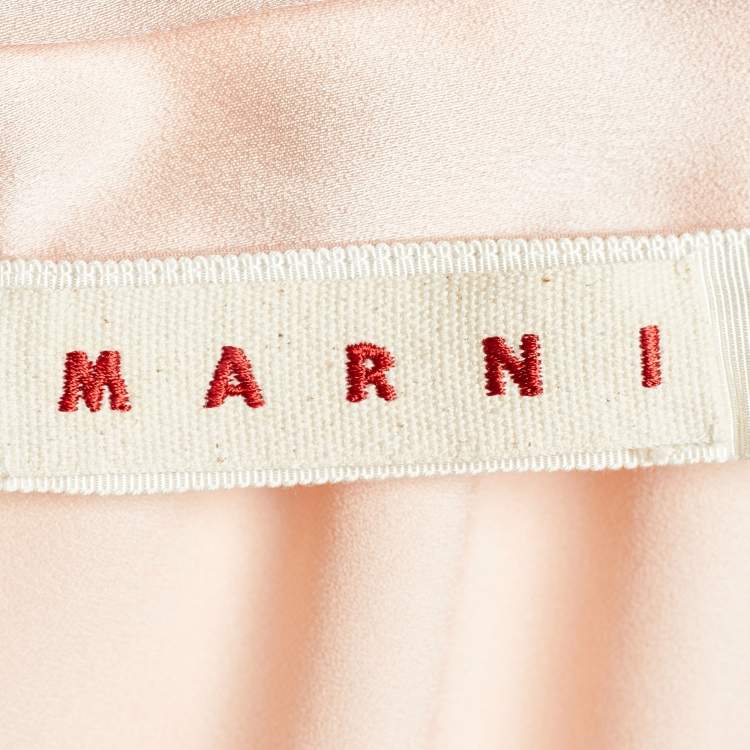 Pre Owned Marni Peach Crepe Shift Midi Dress L