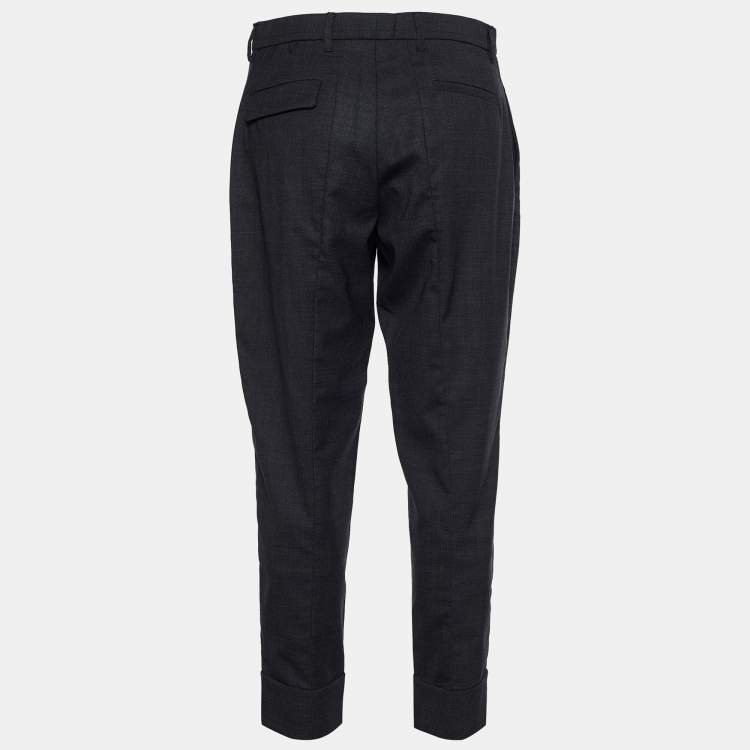 Pre Owned Marni Charcoal Grey Wool Cuffed Trousers M