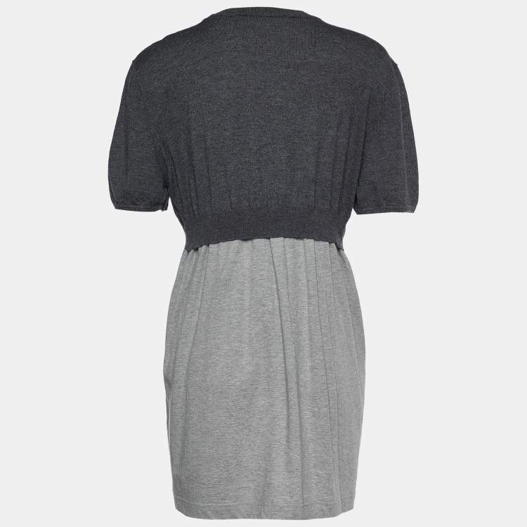 Pre Owned Marni Grey Colorblock Cashmere Overlay Knit Dress L