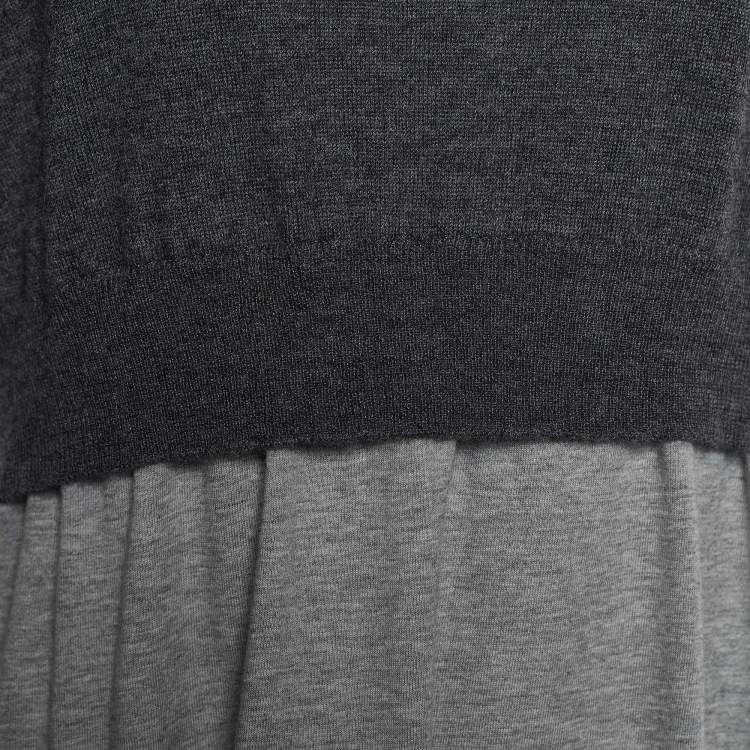 Pre Owned Marni Grey Colorblock Cashmere Overlay Knit Dress L