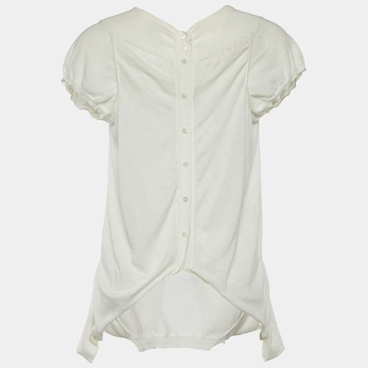 Pre Owned Marni Off White Cotton Knit Back Button Up Top M