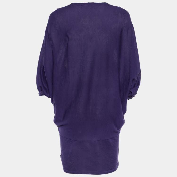 Pre Owned Marni Purple Cotton Knit Button Front Top L