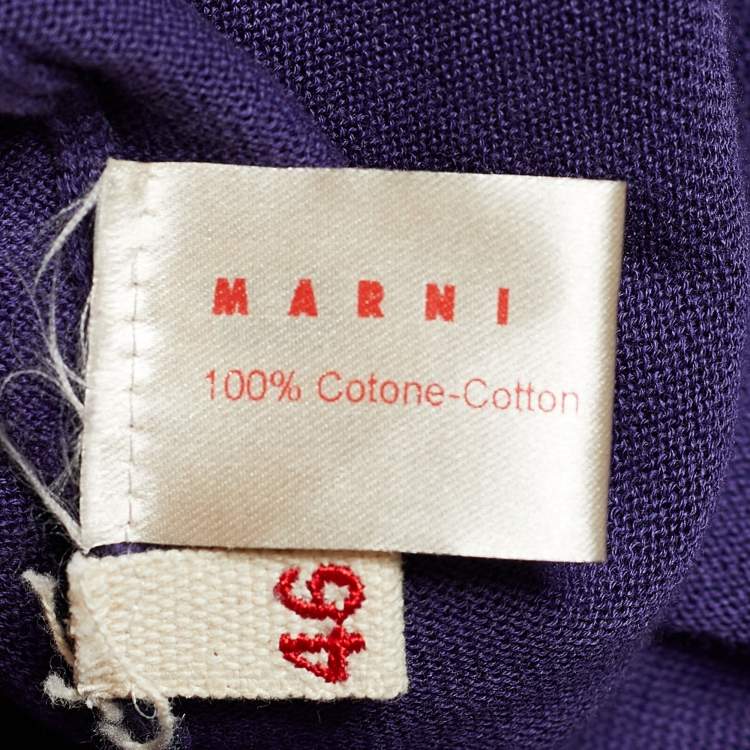 Pre Owned Marni Purple Cotton Knit Button Front Top L