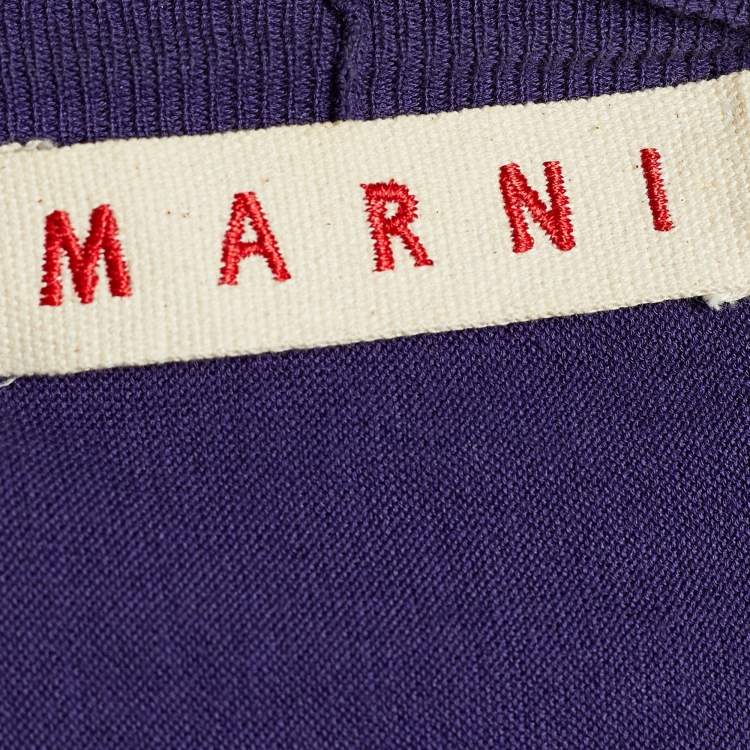 Pre Owned Marni Purple Cotton Knit Button Front Top L