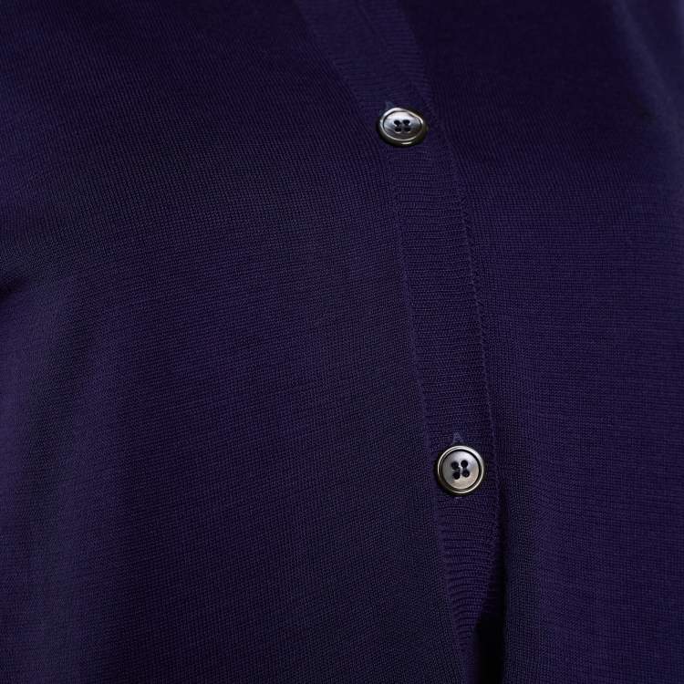 Pre Owned Marni Purple Cotton Knit Button Front Top L