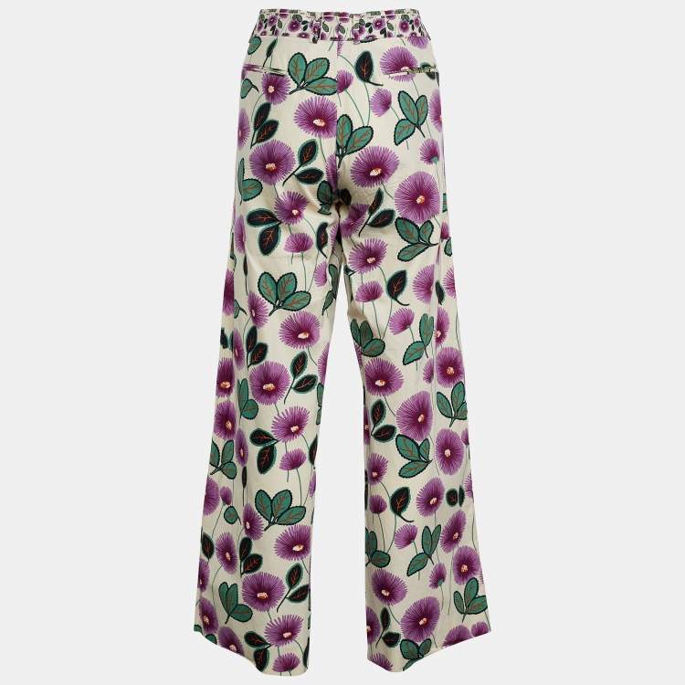 Pre Owned Marni Cream Printed Cotton Trousers L
