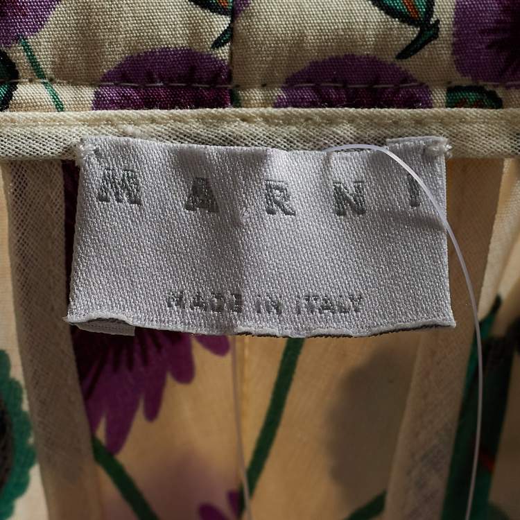 Pre Owned Marni Cream Printed Cotton Trousers L