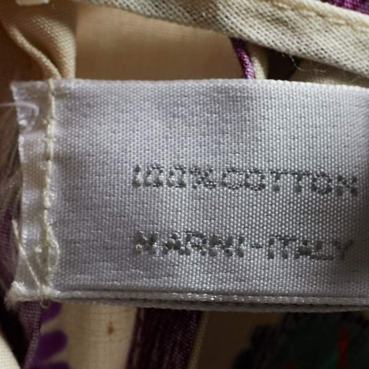 Pre Owned Marni Cream Printed Cotton Trousers L