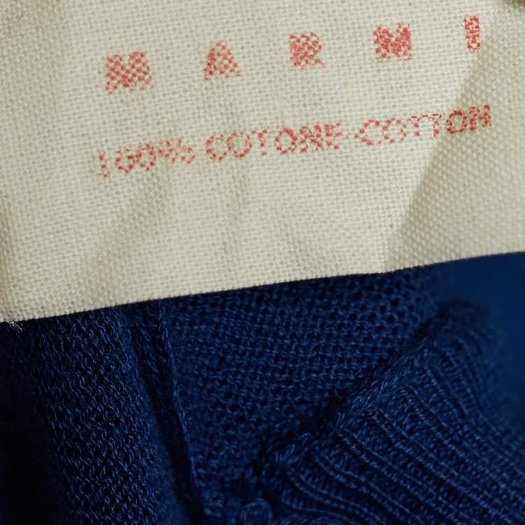 Pre Owned Marni Blue Cotton Knit Button Front Top M