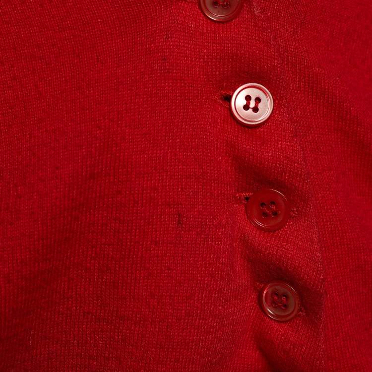 Pre Owned Marni Red Cotton Knit Button Front Top M