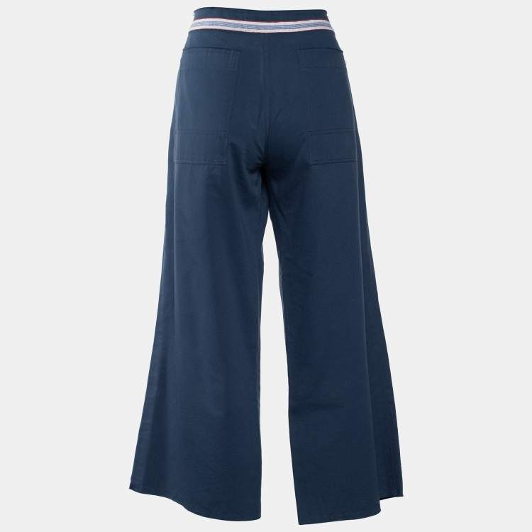 Pre Owned Marni Blue Cotton Cropped Trousers L/Waist 34 