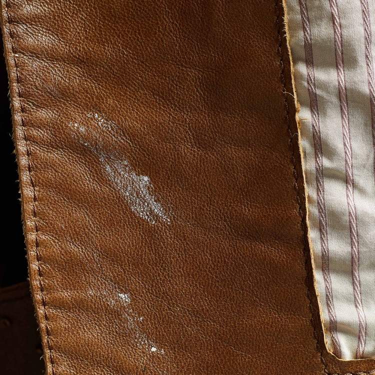 مملوكة مسبقًا Marni Brown Leather Beads Embellished Crop Vest M