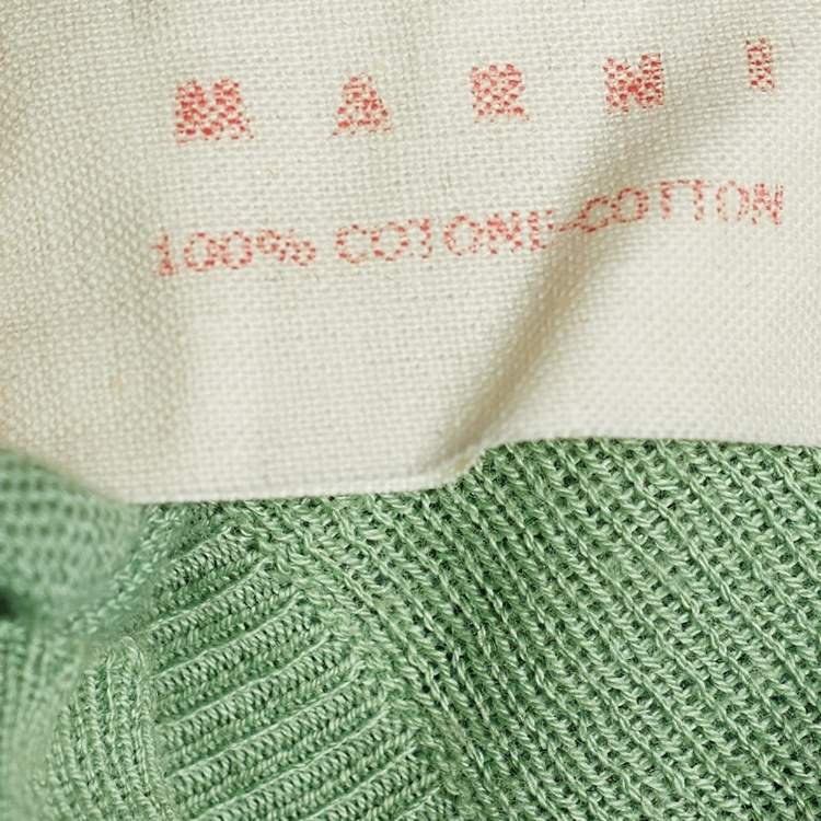 Pre Owned Marni Green Cotton Knit Button Front Top L