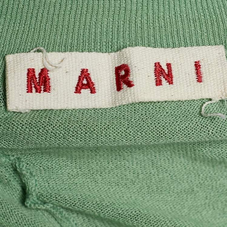 Pre Owned Marni Green Cotton Knit Button Front Top L
