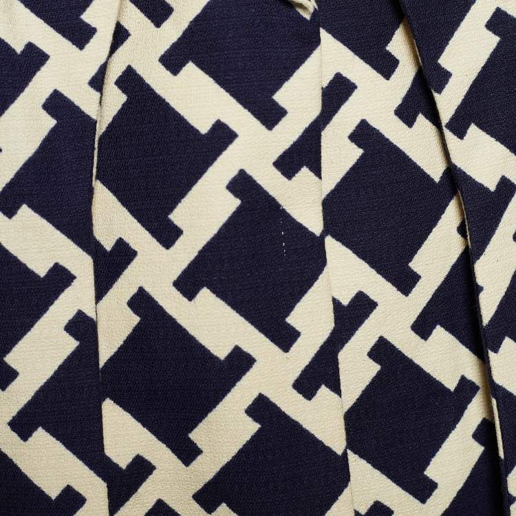 Pre Owned Marni Blue Houndstooth Print Cotton Short Sleeve Coat M