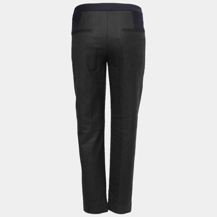 Pre Owned Marni Navy Blue & Grey Wool Tapered Leg Trousers M