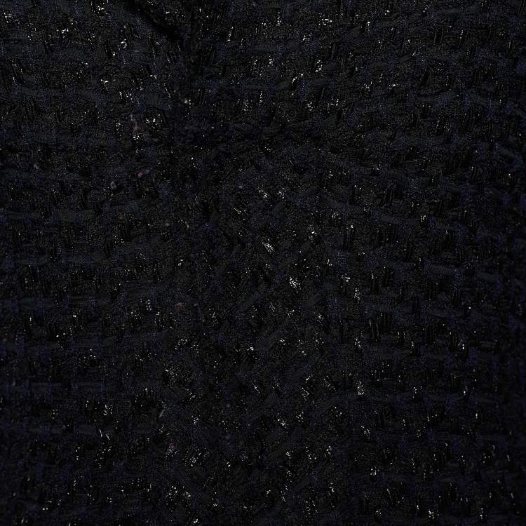 Pre Owned Marni Navy Blue Lurex Tweed Draped Peplum Jacket M