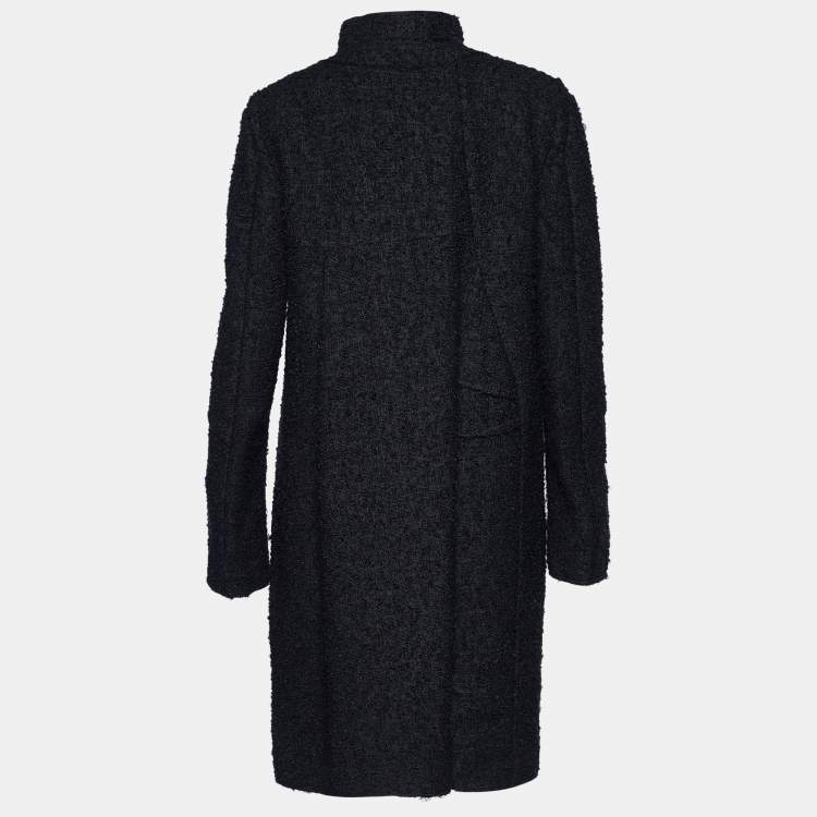 Pre Owned Marni Black Mohair & Wool Tweed Button Front Coat M