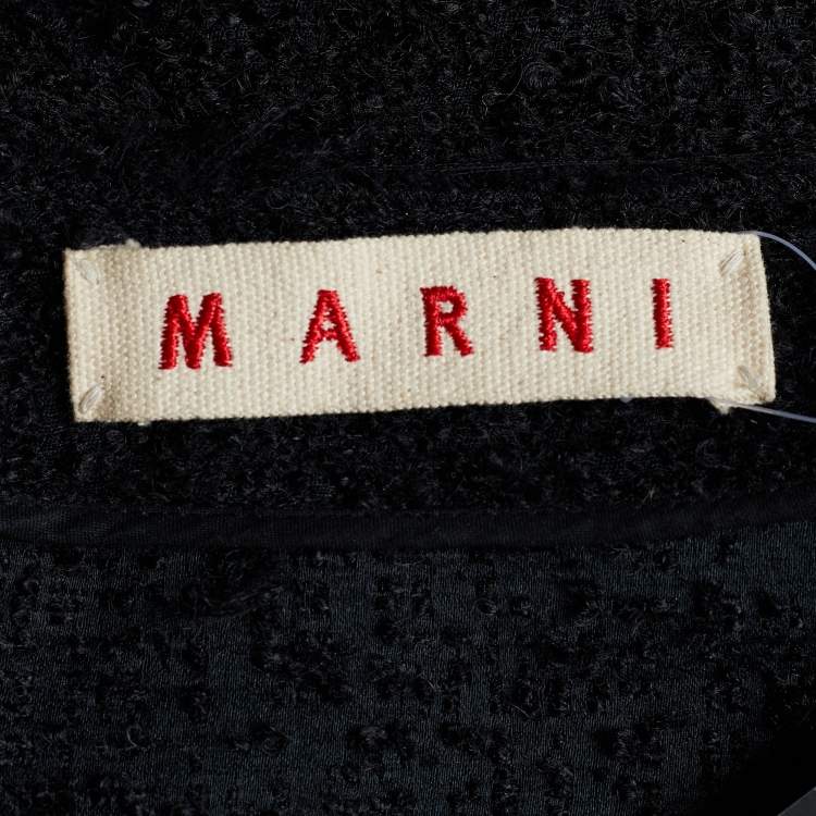 Pre Owned Marni Black Mohair & Wool Tweed Button Front Coat M