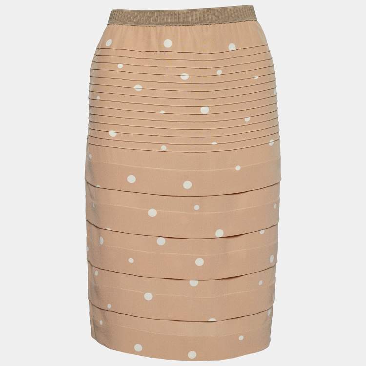 Marni Beige Polka Dot Print Silk Pin Tuck Detail Pencil Skirt S Marni | The  Luxury Closet