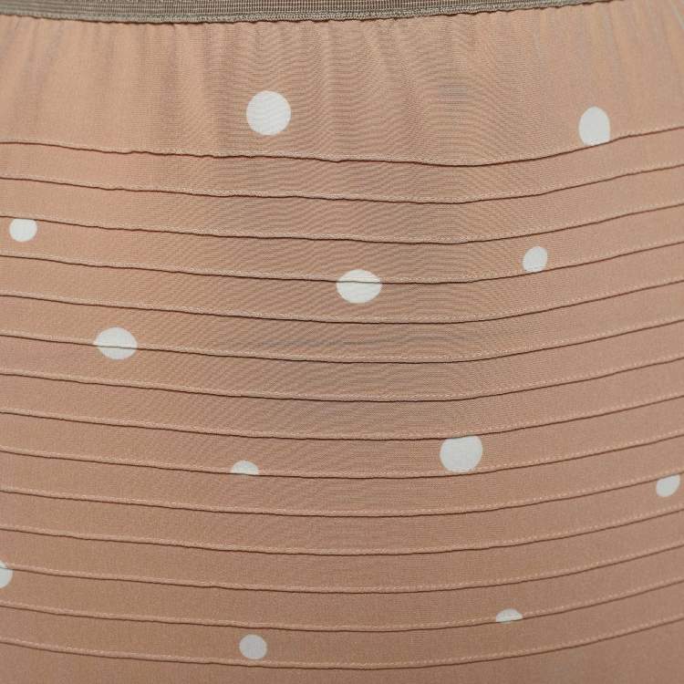 Pre Owned Marni Beige Polka Dot Print Silk Pin Tuck Detail Pencil Skirt S