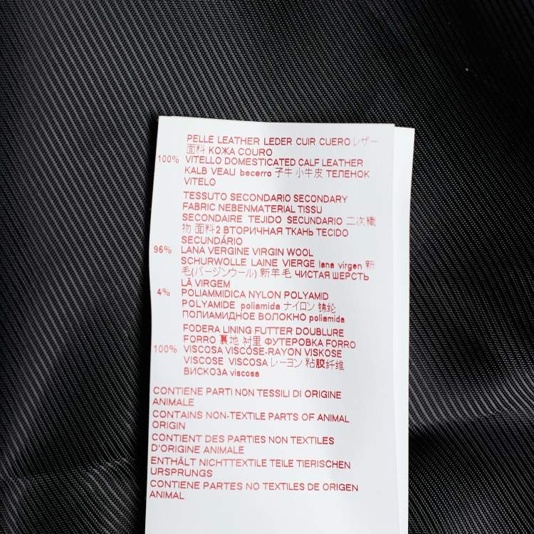 Pre Owned Marni Monochrome Leather & Plaided Wool Layered Long Coat M