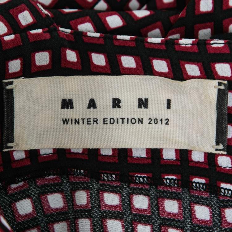 Pre Owned Marni Multicolor Geometric Print Crepe Shift Dress M    