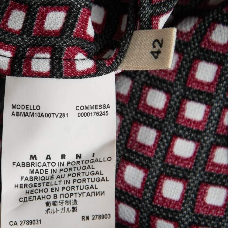 Pre Owned Marni Multicolor Geometric Print Crepe Shift Dress M    