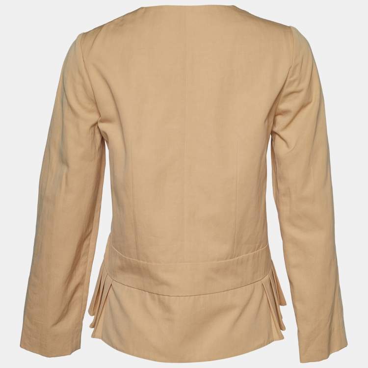 Pre Owned Marni Beige Cotton & Linen Peplum Jacket M