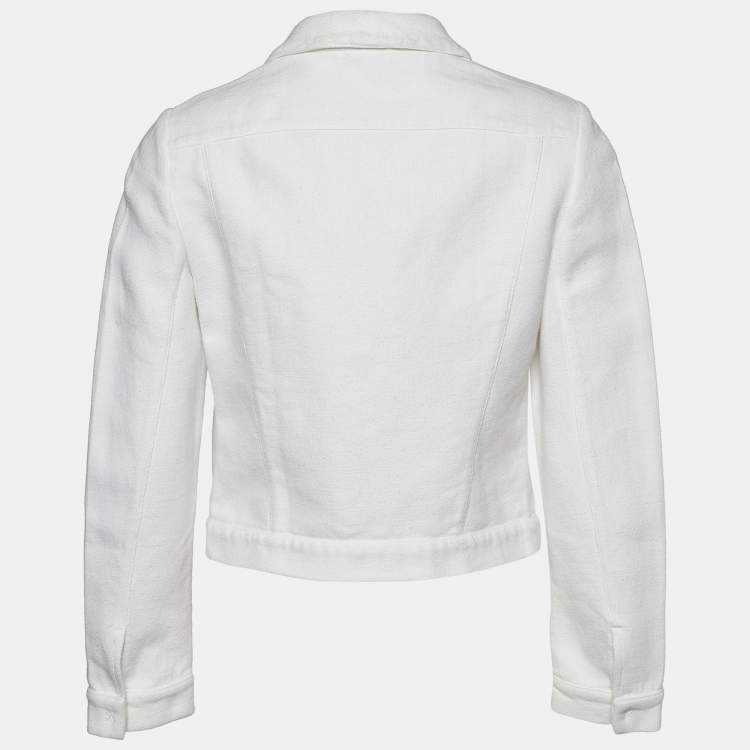 Pre Owned Marni White Cotton & Linen Contrast Button Detail Jacket M