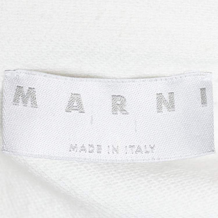 Pre Owned Marni White Cotton & Linen Contrast Button Detail Jacket M