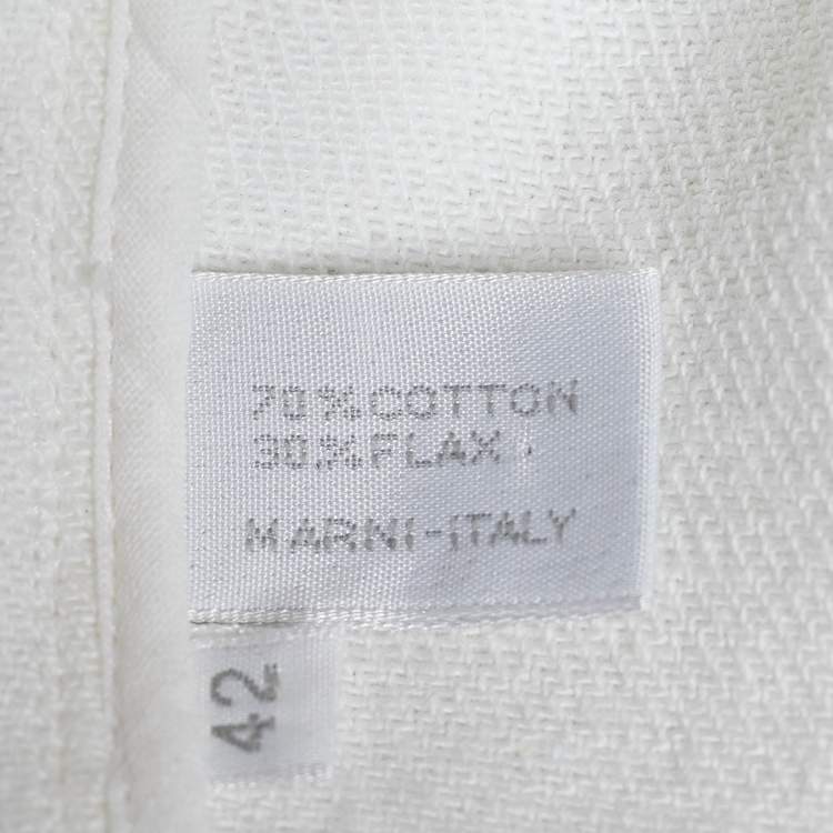 Pre Owned Marni White Cotton & Linen Contrast Button Detail Jacket M