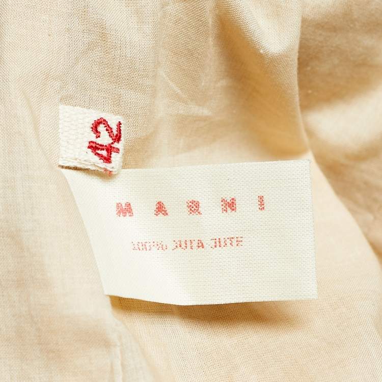 مملوكة مسبقًا Marni Beige Jute Bird Appliqued Open Front Jacket M