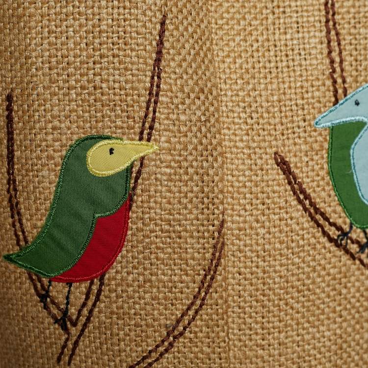 مملوكة مسبقًا Marni Beige Jute Bird Appliqued Open Front Jacket M