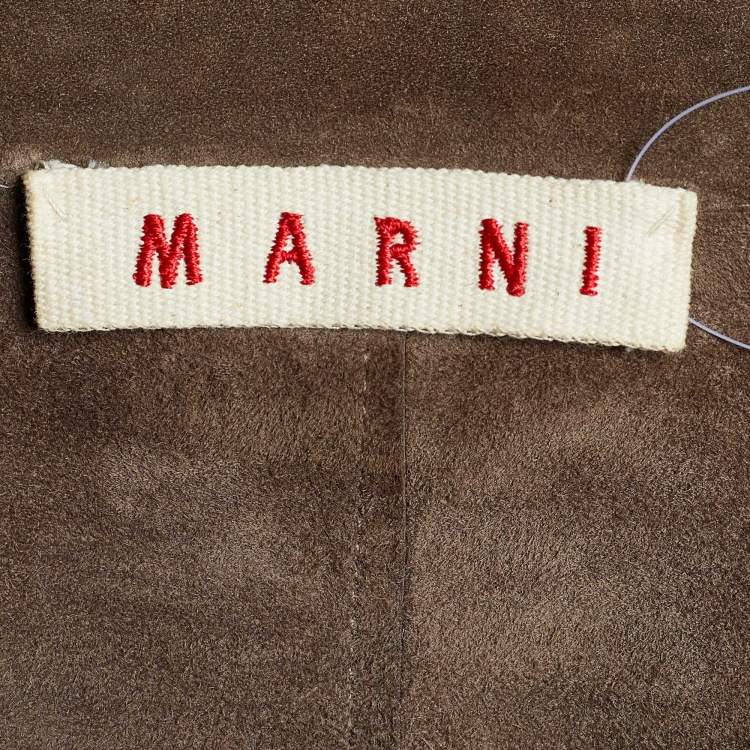 Pre Owned Marni Brown Suede Open Front Shrug M