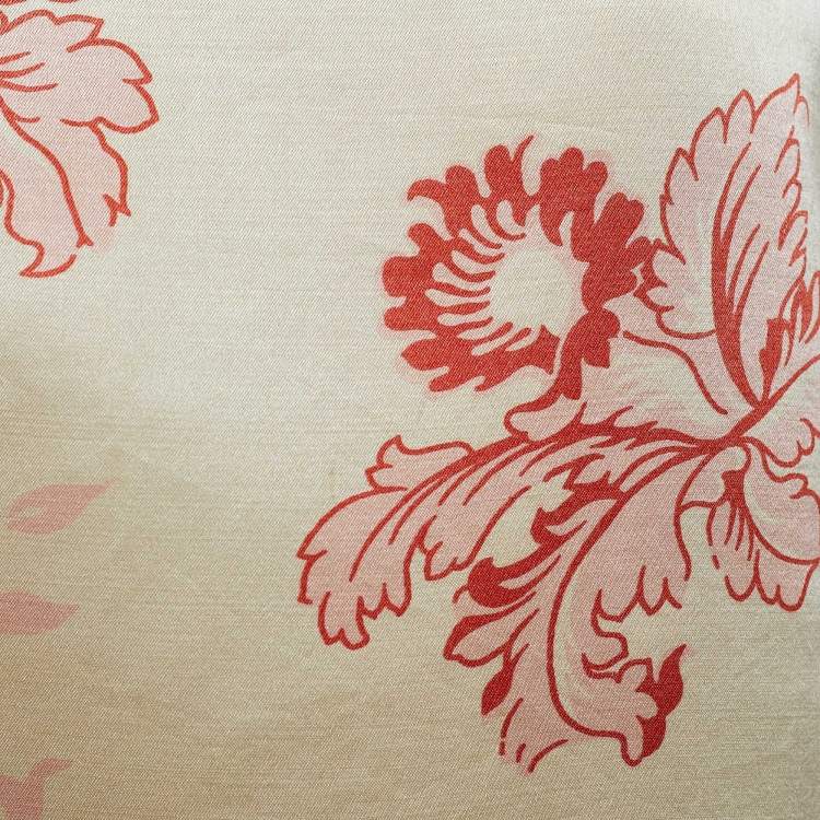 Pre Owned Marni Cream Floral Print Silk Long Sleeve Blouse L