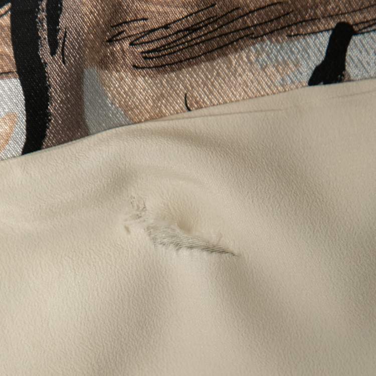 Pre Owned Marni Light Blue Printed Satin Midi Skirt M