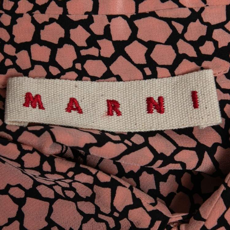 Pre Owned Marni Pink & Black Printed Silk Long-Sleeve Shirt M