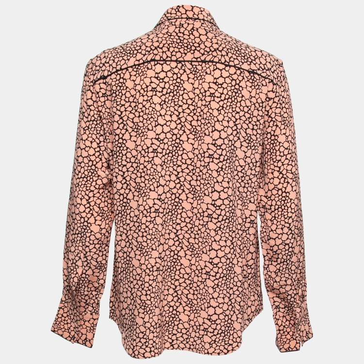 Pre Owned Marni Pink & Black Printed Silk Long-Sleeve Shirt M