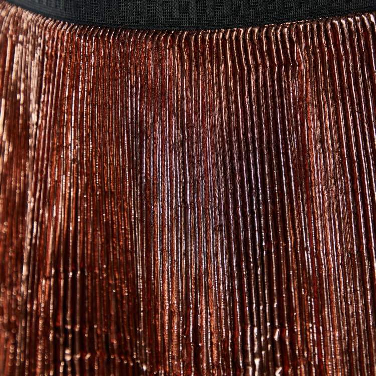 Pre Owned Marni Brown Metallic Pleated Skirt S