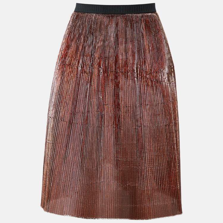Pre Owned Marni Brown Metallic Pleated Skirt S