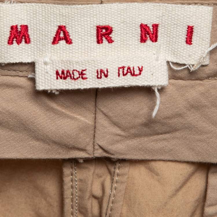 Pre Owned Marni Beige Cotton Straight Leg Trousers S