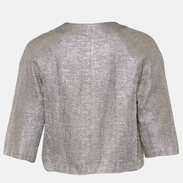 Pre Owned Marni SIlver Lurex Cropped Shrug M