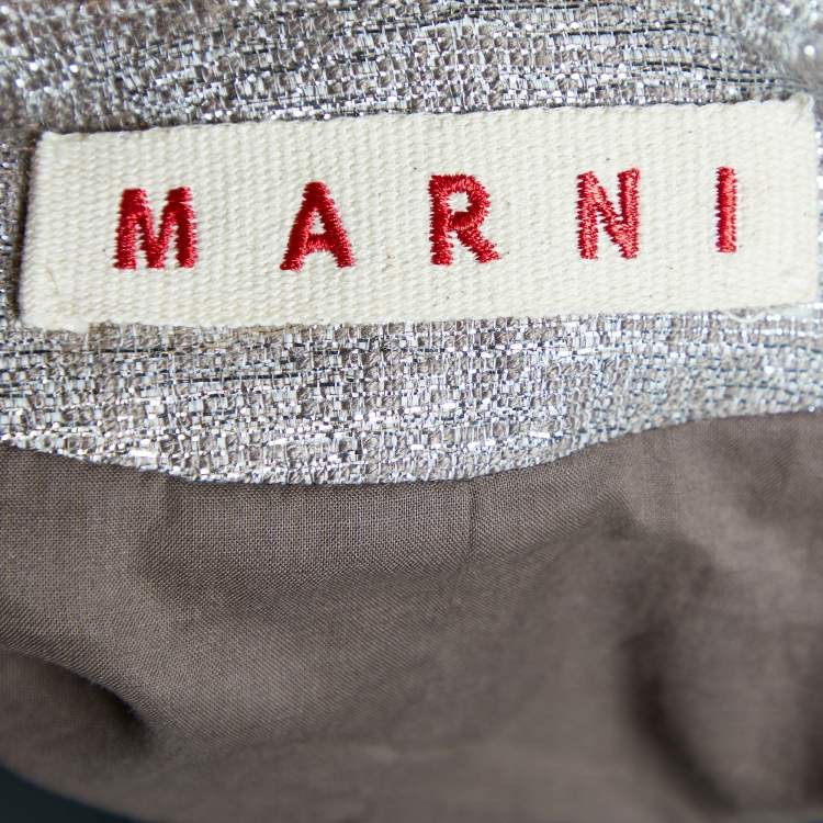 Pre Owned Marni SIlver Lurex Cropped Shrug M