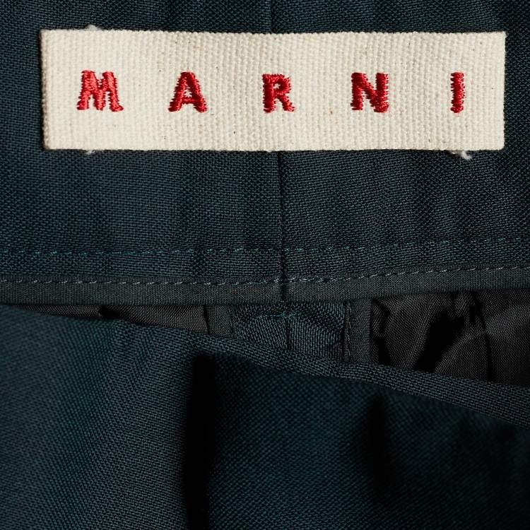 Pre Owned Marni Dark Green Wool Pleated Culottes S