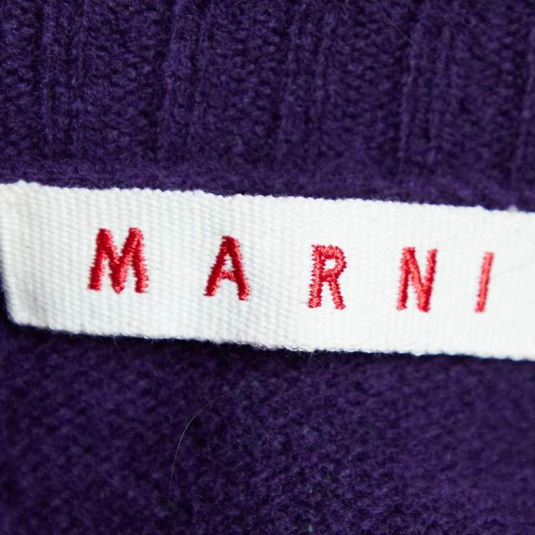 Pre Owned Marni Purple Wool Knit Turtle Neck Sweater M