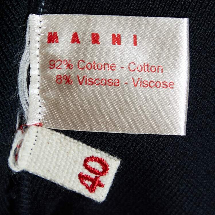 Pre Owned Marni Black Cotton Knit Capri Pants S