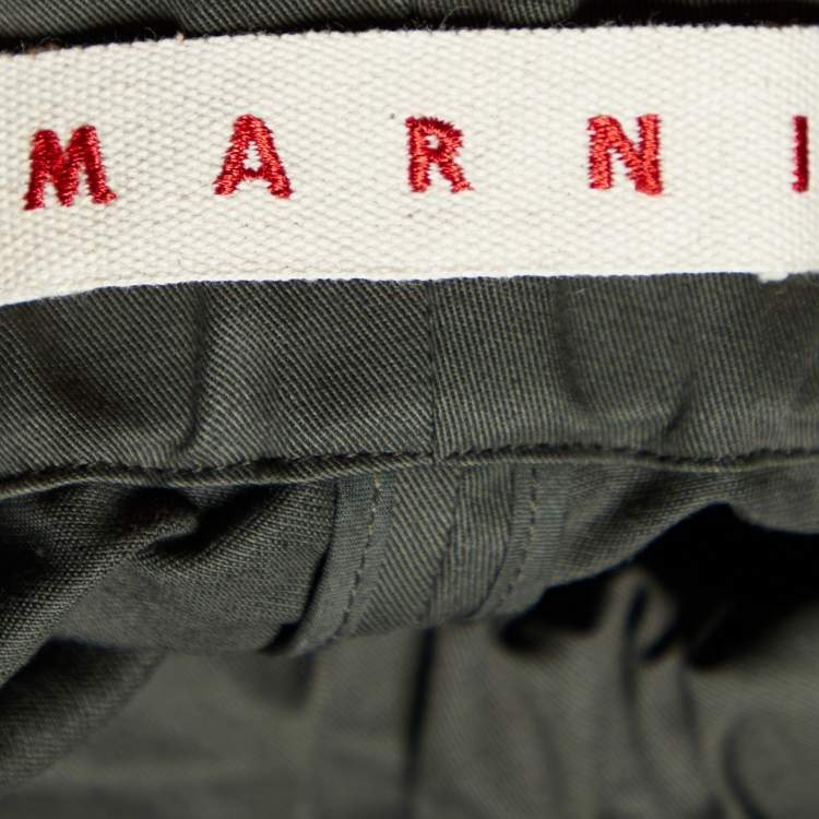 Pre Owned Marni Military Green Cotton Elasticized Waist Leggings S